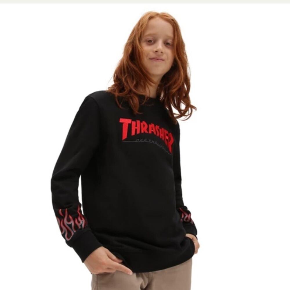 Vans X Thrasher Kids Flame Sweatshirt Size S - Picture 1 of 5